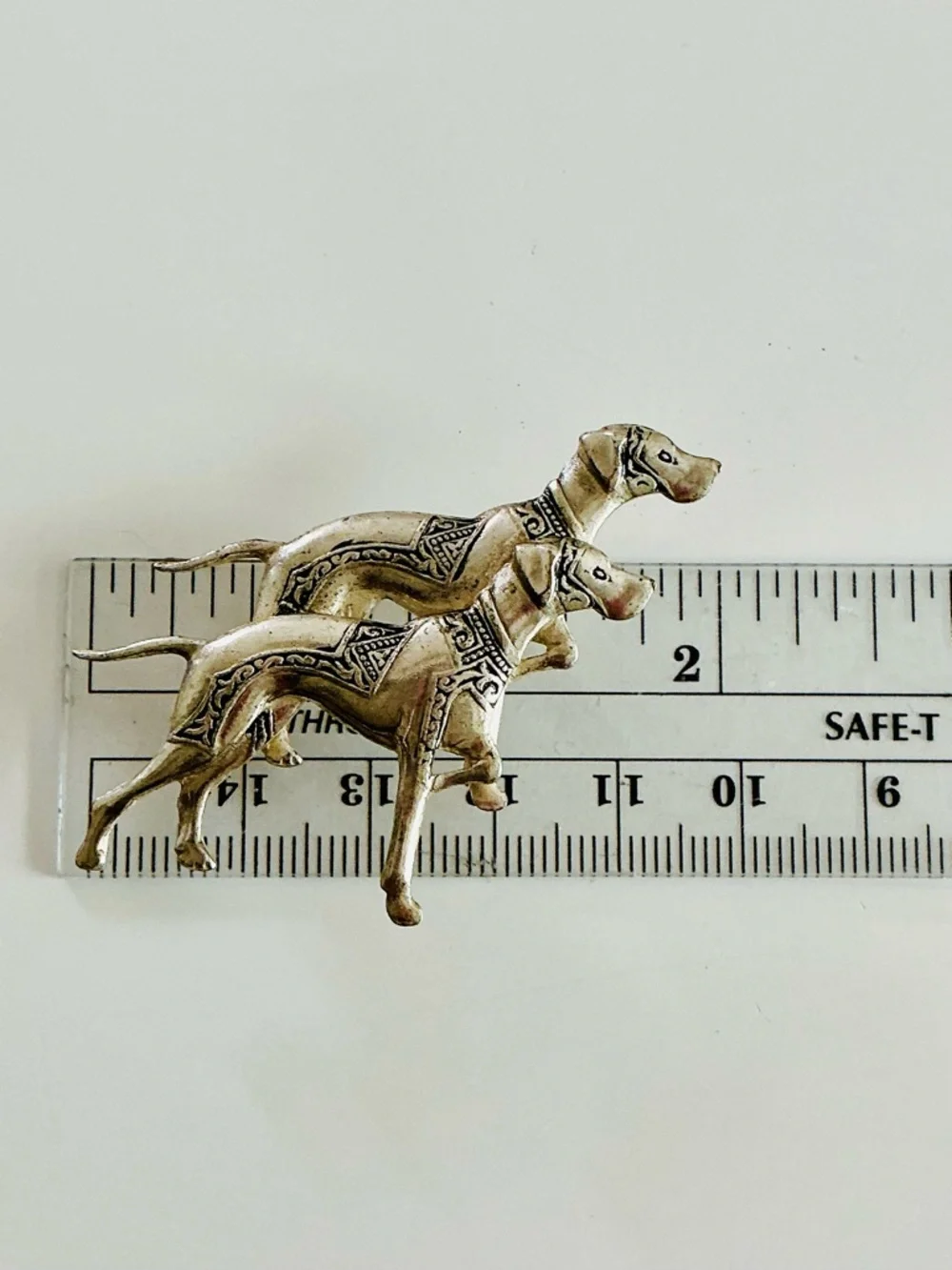 Source Unknown Silver-Tone Double Greyhound Brooch - Antique Style